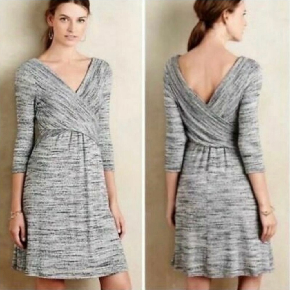 Anthropologie Amadi Lola Heather Gray Cross Wrap Dress Small